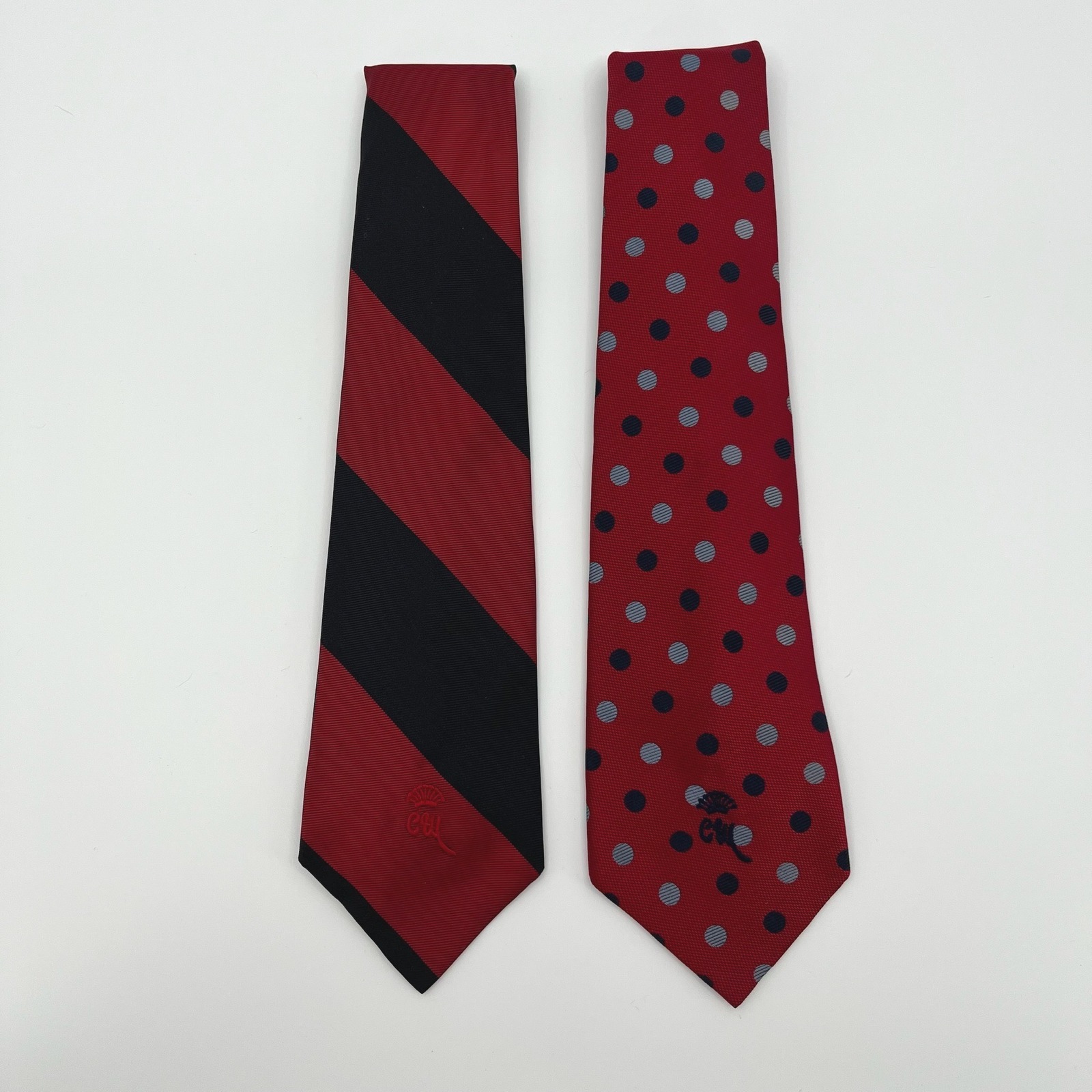Vtg 80s Countess Mara Mens Ties Lot Of 2 Silk Necktie Repp Stripe Polka Dot